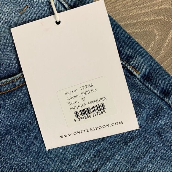 One Teaspoon Freebirds Skinny Jeans Straight leg Distressed Rips Low rise Zip - Picture 15 of 16